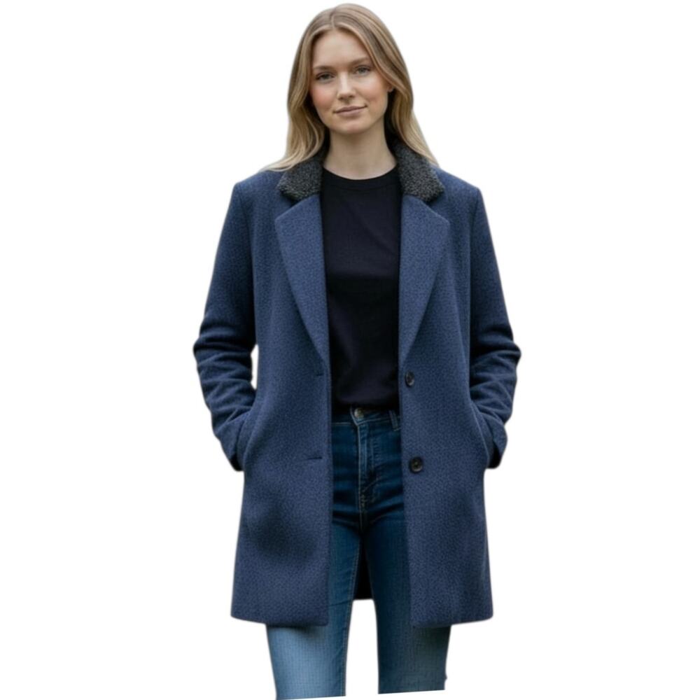 Anthropologie Cartonnier Navy Textured Blazer Structured Career Jacket Small